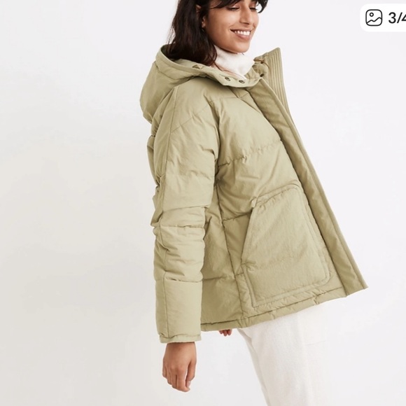 Madewell Holland Quilted Puffer Parka Jacket size Small color beige - Picture 13 of 13